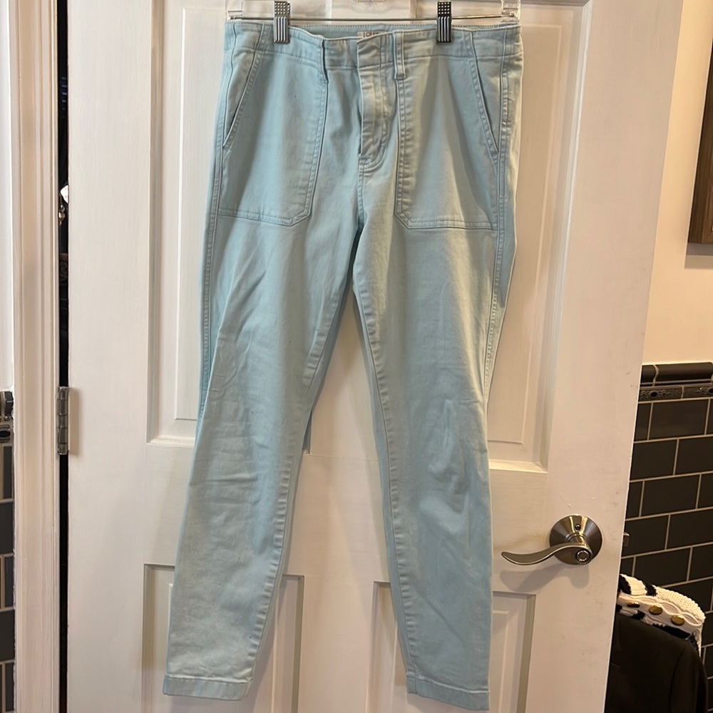 J Crew stretch light turquoise soft pants.